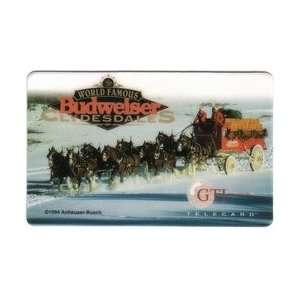 Collectible Phone Card Budweiser Clydesdale Horses Pulling Wagon In 