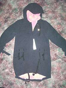 NWT Womens M Medium Fila black 100% silk zip up hoodie lined long 