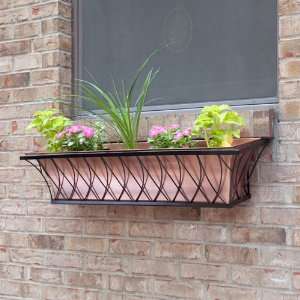  Copper Window Box Planter with Lattice Frame   Small 
