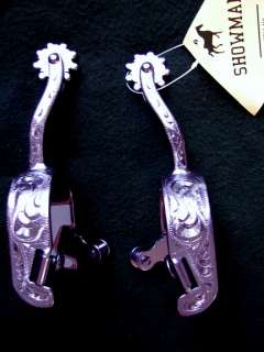 SHOWMANS Ladies youth SHOW Western Engraved Spurs Blue Pink Purple 