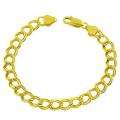 14k Yellow Gold 8 inch Classic Double hoop Charm Bracelet   