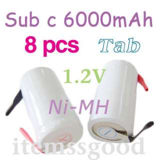 pcs Sub C 6000mAh 1.2V Ni MH Rechargeable Battery Tab  