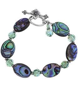   Life Sterling Silver Paua Shell and Crystal Bracelet  
