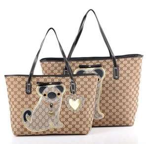 Ladies Canvas Large Handbag Purse Bag Satchel Shopping Tote Puppy Dog 