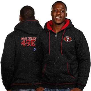 Pro Line San Francisco 49ers Black Fleck Full Zip Hoodie Sweatshirt 