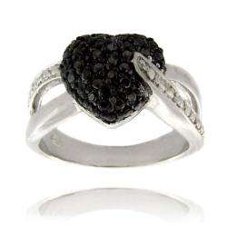 Sterling Silver Black Diamond Accent Heart Ring  