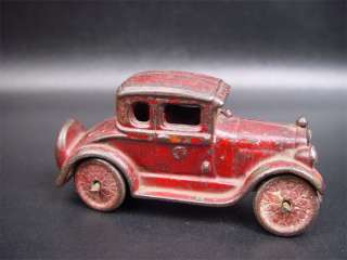 Unmarked Antique Cast Iron Red Coupe Toy Car 5 1/4  