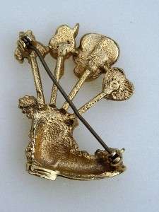 Vintage Gold Tone Stick Pin Boot Pin Cushion Brooch  