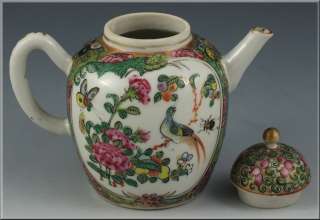 Beautiful Early Enamel Painted Chinese Rose Mandarin Teapot  
