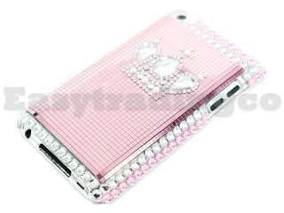 Crystal Bling Case Cover iPod Touch 4 4G Pink Crown  