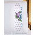 Janlynn Violets Pillowcases Stamped Cross Stitch Kit 