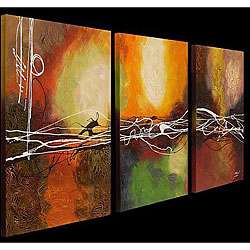 Hand painted Oil Abstract Canvas Art (Set of 3)  
