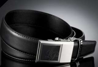 Mens Black Leather Belts with Auto Lock Buckle/ 43in  