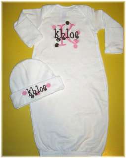 Personalized Monogram Baby Boy or Girl HAT SLEEPER Gown Onesie Outfit 