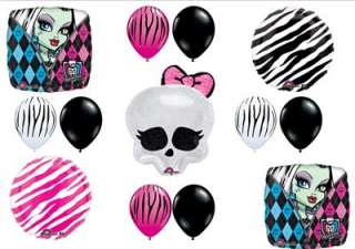 MONSTER HIGH BIRTHDAY Party Balloons Zebra Skullette badge decorations 