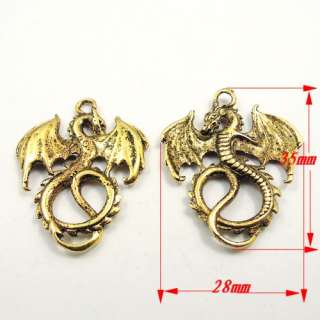 35*28mm Antique style gold tone flying dragon shaped alloy charm 