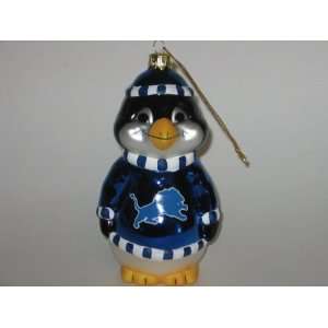 DETROIT LIONS 5 1/2 tall and 3 wide Blown Glass Penguin CHRISTMAS 