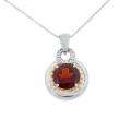 Meredith Leigh Silver and 14k Yellow Gold Garnet and Diamond Necklace 