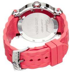 Chopard Womens Happy Sport Round Coral Red Rubber Strap Watch 