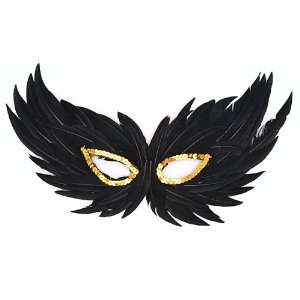  Black Mardi Gras Feather Mask 
