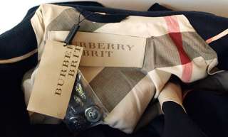 BURBERRY Brit New Womens Wool Cashmere Jacket Coat sz 36   2 Navy Blue 