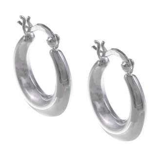 La Preciosa Sterling Silver Puffed Circle Hoop Earrings   