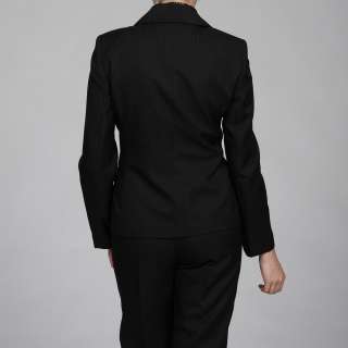 Le Suit Womens Black/ Olive Green 3 button Pant Suit  