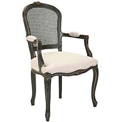 Mouries Beige/ Antiqued Black Carved Arm Chair  