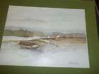 1977 Signed Ackerman Litho Print of Boat and Farm items in Karens 