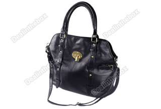 Black Korean Style Lady PU Leather Handbag Shoulder Bag  
