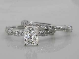 74 CTW EMERALD RADIANT CUT WEDDING RING SET W/ACCENTS SOLID 14K GOLD 