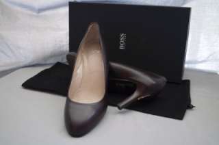   Authentic Hugo Boss AYLA Dark Bronw Leather Women Pumps. US Size 7.5