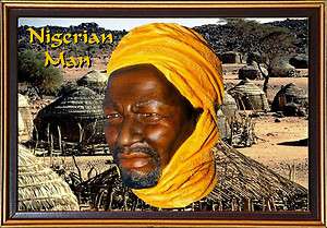 MAGNET Bossons Heads Wall Masks NIGERIAN MAN Beard Native Clothing 
