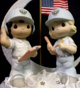 Bride Groom Soldier PRECIOUS MOMENT figurine Wedding Cake Topper 