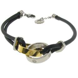 Stainless Steel and Rubber Double Ring Bracelet  