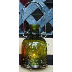 Glass and Brass Green Hanging Lantern (India)  