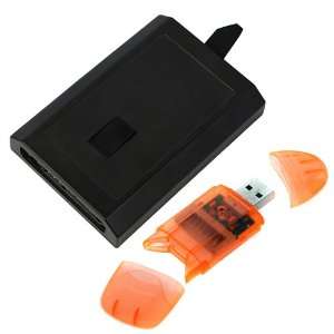 GTMax Black 250G HDD Hard Disk Drive + Orange USB Memory Card Reader 