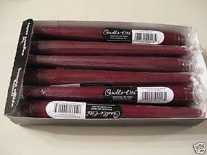 12 CANDLE LITE 8  TAPER Candles. BURGUNDY  