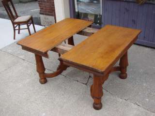  Square Dining Kitchen Oak Table & 2 Chairs Turn of the Century  