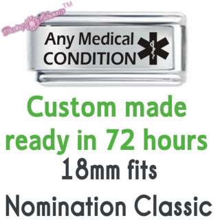 Personalised Custom Made Italian Charm   MEDICAL ALERT  