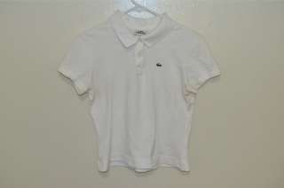 Lacoste white polo shirt women size 10 / 42 Made in France  