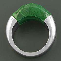   Stainless Steel Faceted Malachite Ring (China)  