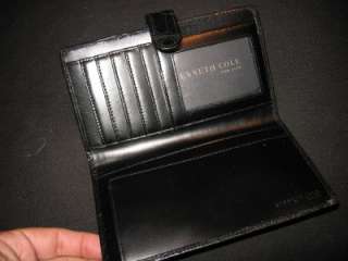 Kenneth Cole NY Croco Calfskin Checkbook Wallet,Black  