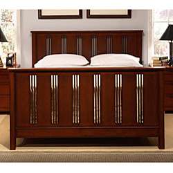 Cherry Mission style Slatted King Bed  