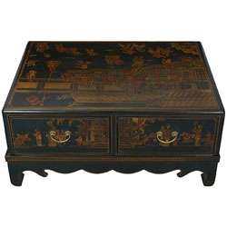   Bonded Leather Hand painted Oriental Coffee Table  