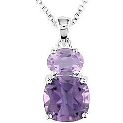 Sterling Silver Amethyst and Rose de France Necklace  