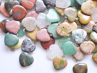 wholesale 50pcs heart natural stone gemstone pendants  