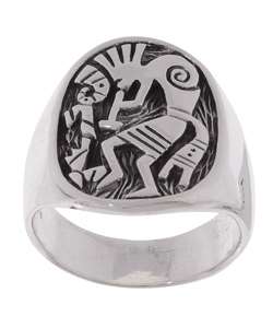 Sterling Silver Tribal Kokopelli Design Ring  