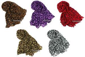 color Woman Fashion Leopard Soft Shawl Scarf Wrap Long Stole Animal 
