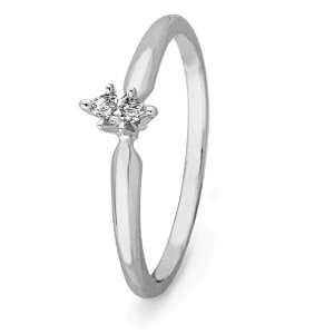  10KT White Gold Marquise Diamond Solitaire Promise Ring (1 